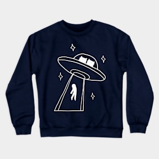 cat alien abduction line art Crewneck Sweatshirt